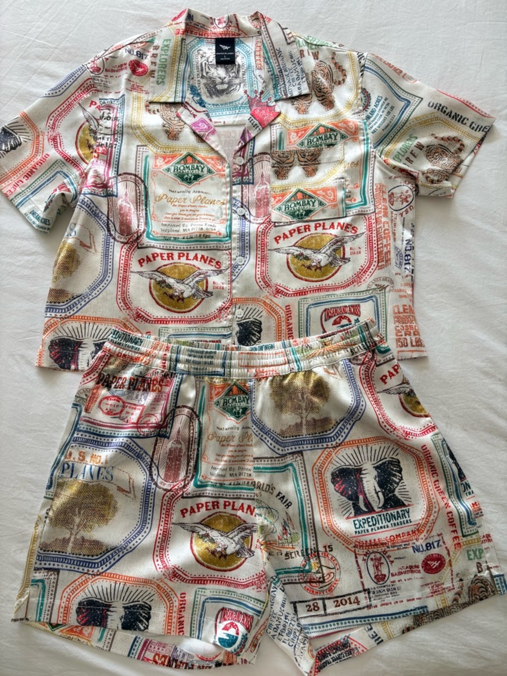 Kids Paper Planes multicolored graphic short set